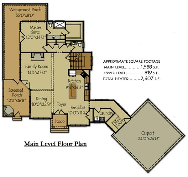 Smoky Mountain Cottage Crafstman Rustic Cottage House Plan Wraparound