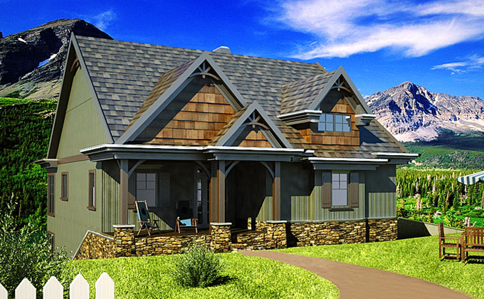 Small Cottage House Plan with walkout basement and porches