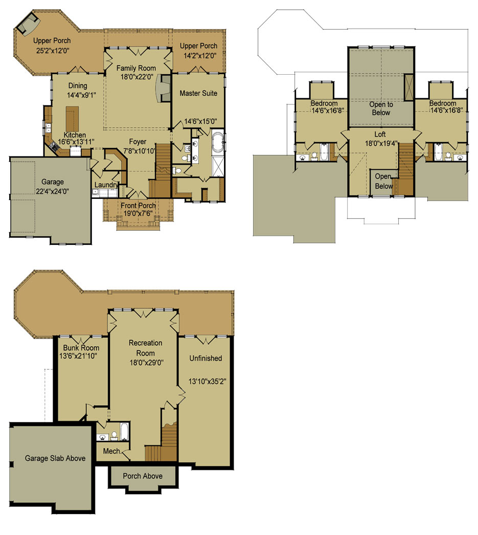 Rustic Mountain House Floor Plan With Walkout Basement