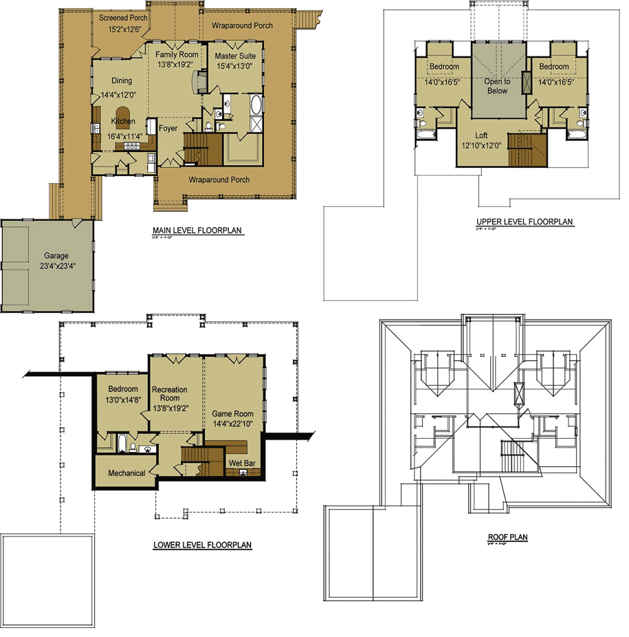 Mountain House Plan with Loft, Walkout Basement and