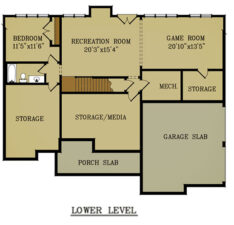Blue Ridge walkout basement floor plan for the depicted 4-bedroom, 3-level layout in a southern house design