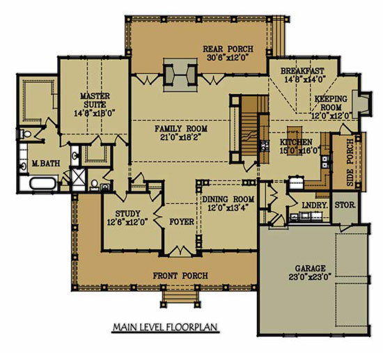 brick home floor plan big oaks main level