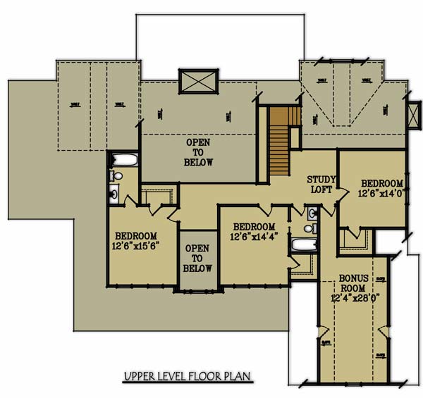 brick house floor plan upper level