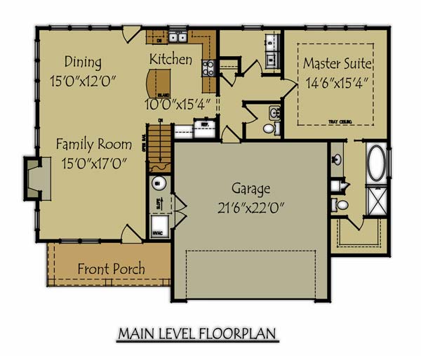 Craftsman Bungalow  Style  House  Plan  with garage