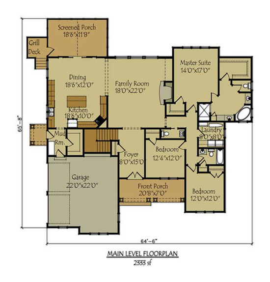 Cottage Floor Plan with Open Living