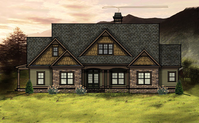 Craftsman Style Lake  House  Plan  with Walkout Basement 