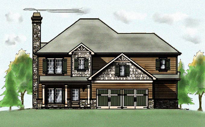 Craftsman Bungalow  Style House  Plan  with garage 