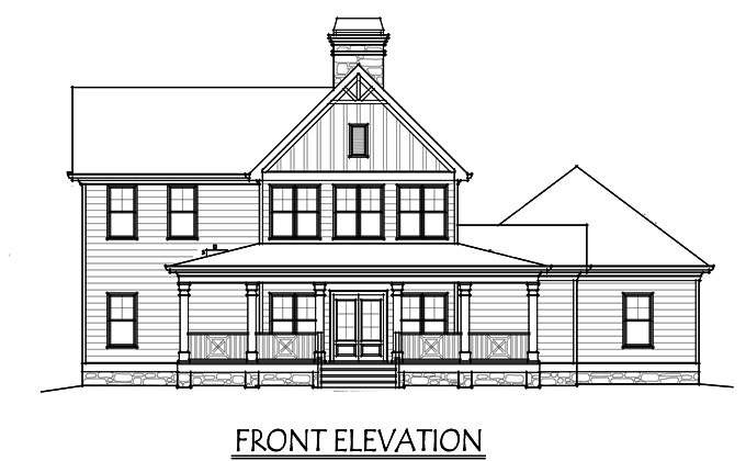 2 Story House  Plan  with Covered Front Porch