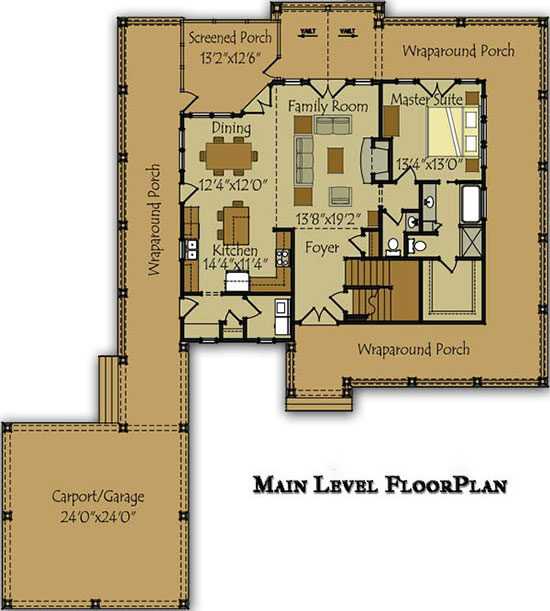Open Floor Plan With Wraparound Porch, House Plans With Covered Porch