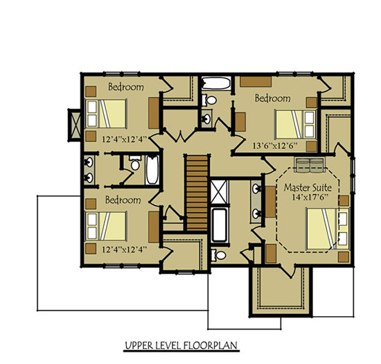  Two  story four  bedroom  House  Plan  with garage