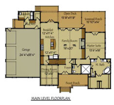 Stonegate main level floor plan for the depicted 4-bedroom, 3-level layout with a 3-car garage