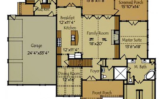 Stonegate main level floor plan for the depicted 4-bedroom, 3-level layout with a 3-car garage