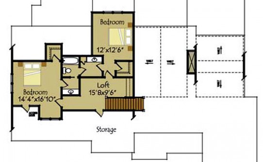 Stonegate upper-story floor plan for the depicted 4-bedroom, 3-level lake-house layout with a 3-car garage