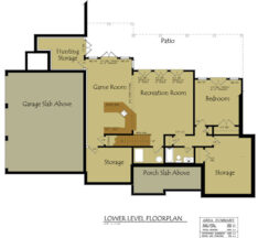 Stonegate walkout basement floor plan for the depicted 4-bedroom, 3-level lake-house layout