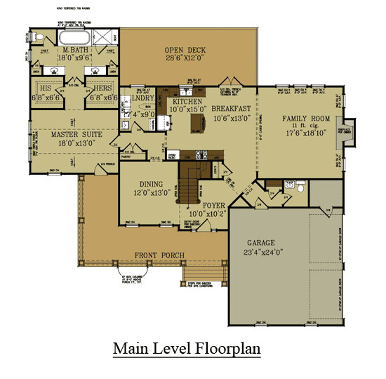 4 Bedroom Farmhouse Floor Plan Master Bedroom on Main Level