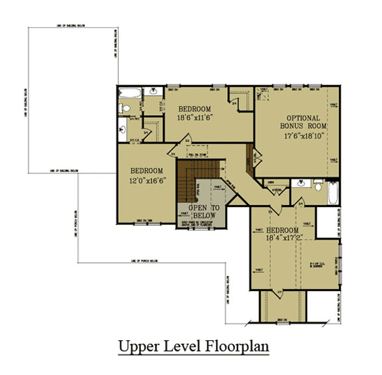 4 Bedroom  Farmhouse  Floor Plan  Master Bedroom  on Main Level