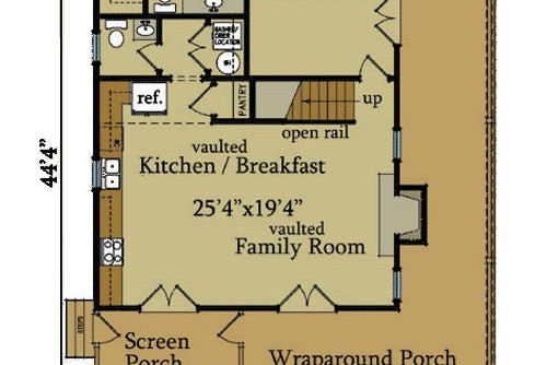 little river cabin plan with wraparound porch