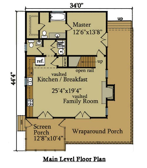 2 Bedroom Cabin Plan With Covered Porch Little River Cabin