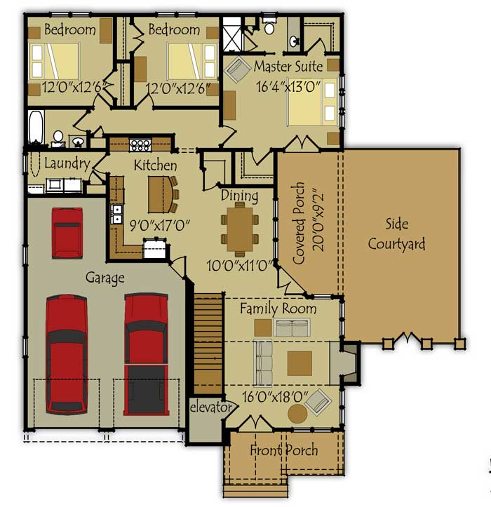  Small  Single Story House  Plan  Fireside Cottage