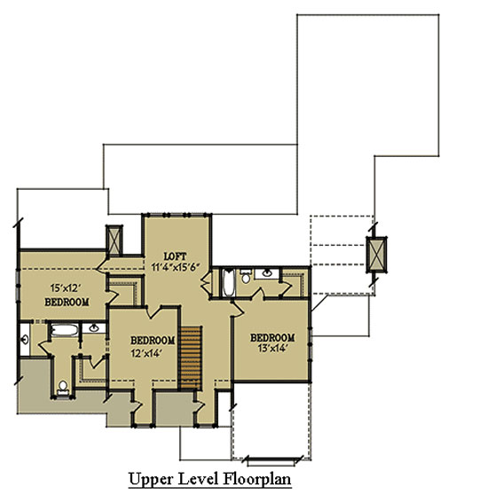 Two Story Cottage House Floor Plan with Garage