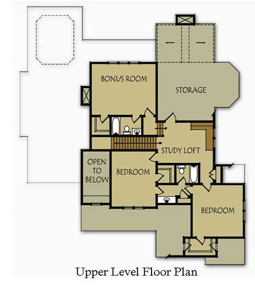 Upper Level Floor Plan with Study Loft