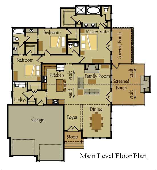 one story cottage style floor plan