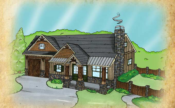 Small Single Story House Plan | Fireside Cottage