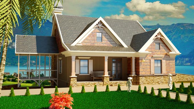 Small 2 Story 3 Bedroom Southern Cottage Style House Plan