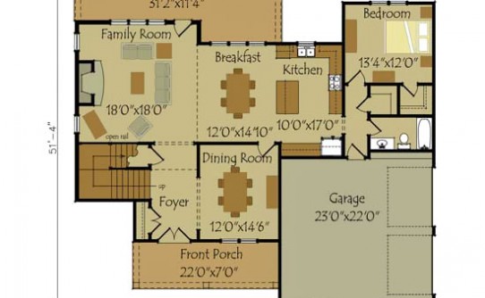 Serenbe 2-story 4-bedroom floor plan two car garage