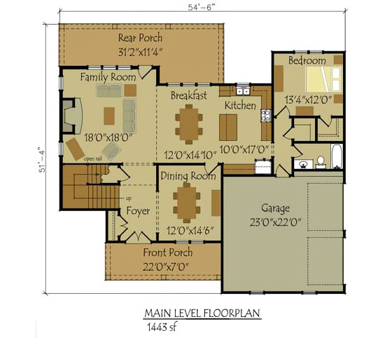 2 Story 4 Bedroom Rustic House Floor Plan by Max Fulbright