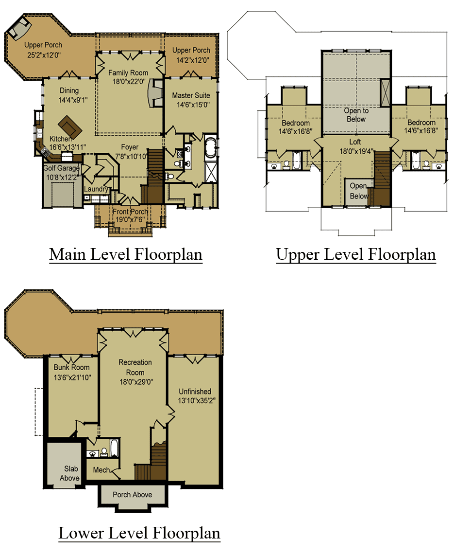 3 Story Open Mountain House Floor Plan Asheville