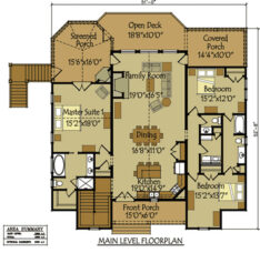 Appalachia Mountain open living mountain house floor plan vaulted ceiling