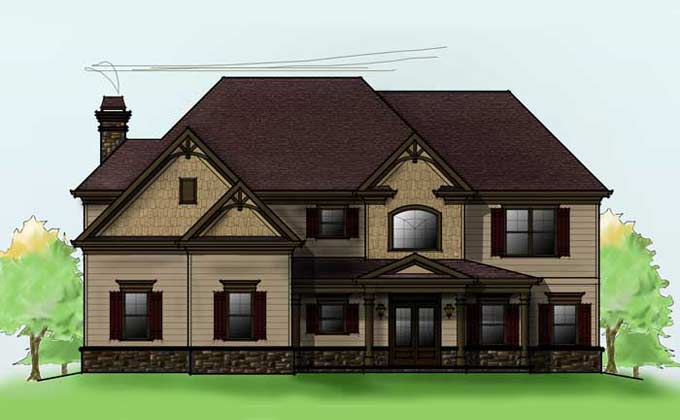 Two Story 4 Bedroom Home Plan with 3-car garage