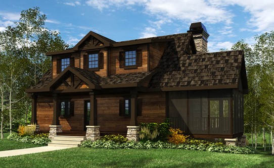 Mountain Ranch Home Plan With Screened