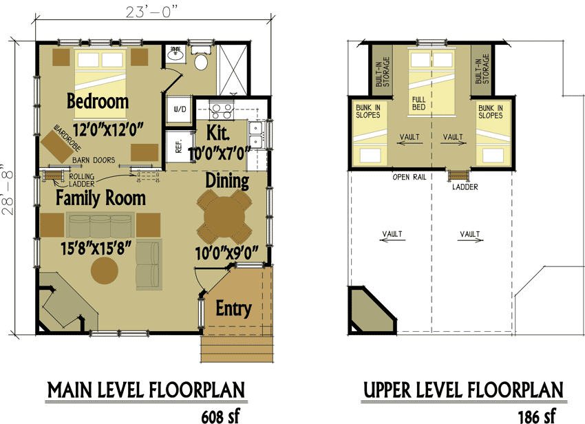 Small Cabin Designs with Loft | Small Cabin Floor Plans