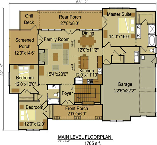 3 bedroom open living floor plan