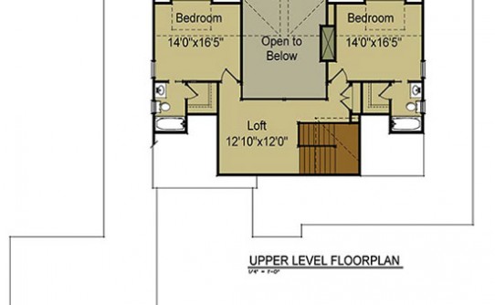 Banner Elk II upper level floor plan with loft open to below