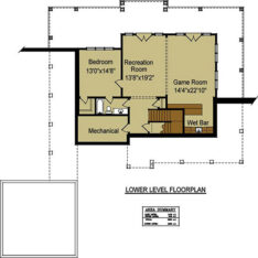 Banner Elk II walkout basement floor plan, for a mountain house with a loft