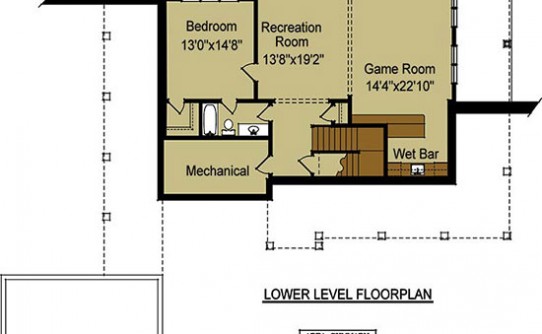 Banner Elk II walkout basement floor plan, for a mountain house with a loft