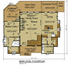 Adirondack House Plan 3-bedroom open living mountain house floor plan