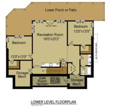 Adirondack House Plan walkout basement floor plan for a 3-bedroom mountain house