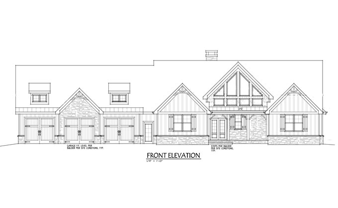 One Story Rustic House Plan Design Alpine Lodge