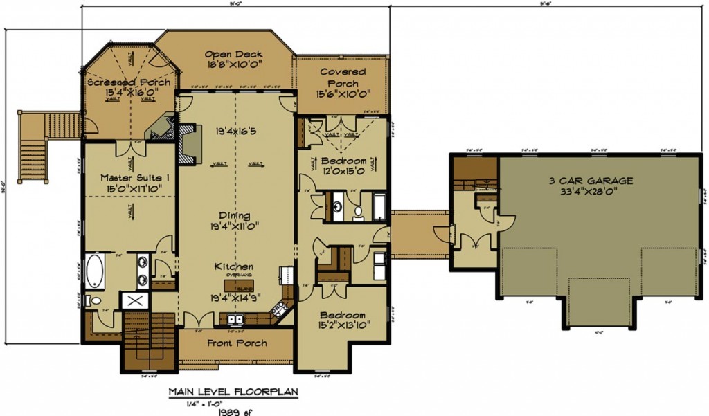 Open House  Plan  with 3  Car  Garage  Appalachia Mountain II