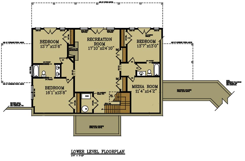 3 Story 5 Bedroom House Plan with Detatched Garage