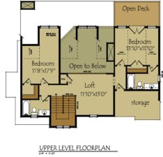 Bent River Cottage upstairs floor plan with open loft