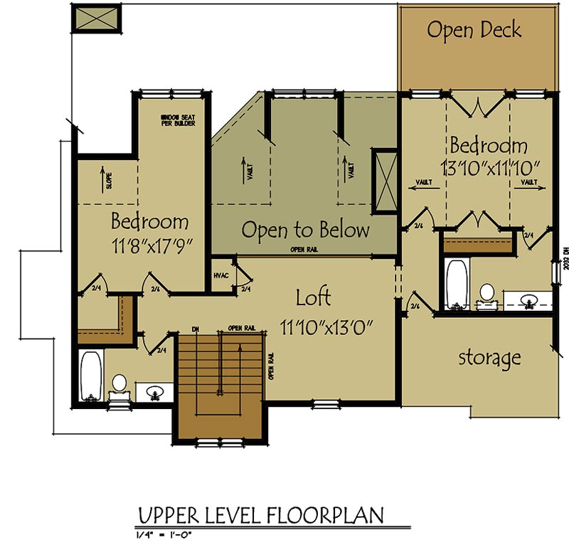 upstairs floor plan with open loft