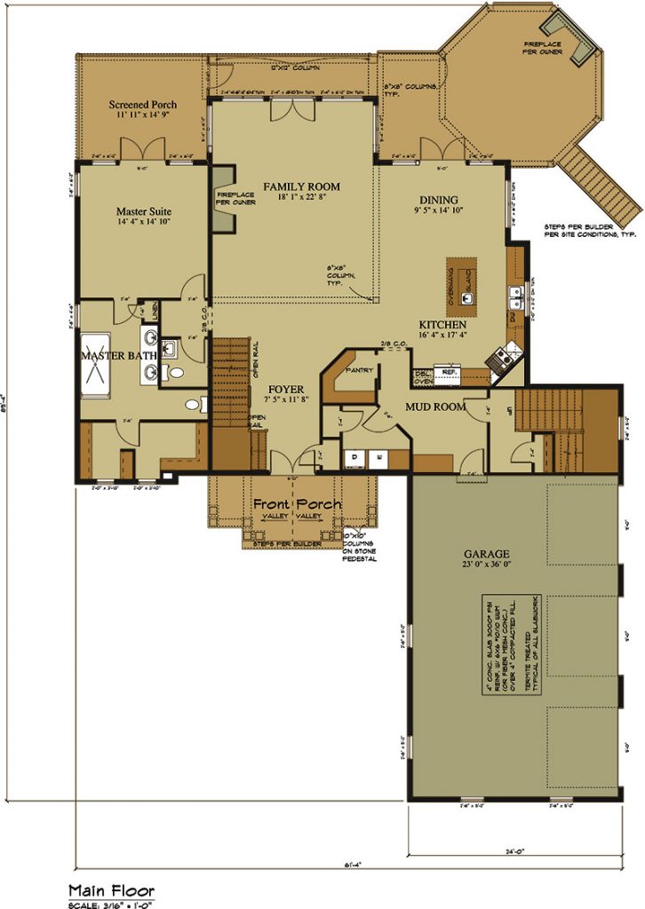 Asheville Mountain Garage open floor plan 3-car garage