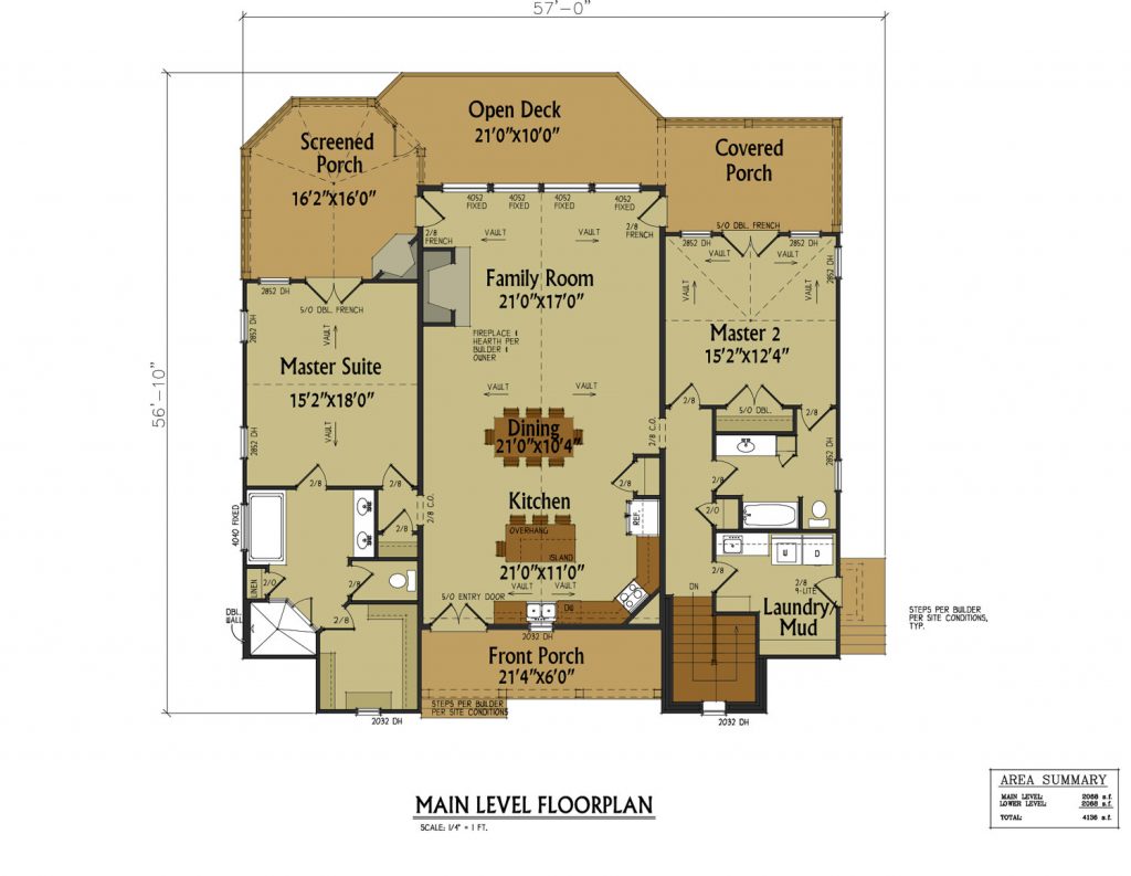 Appalachia Double double master on main level house plan