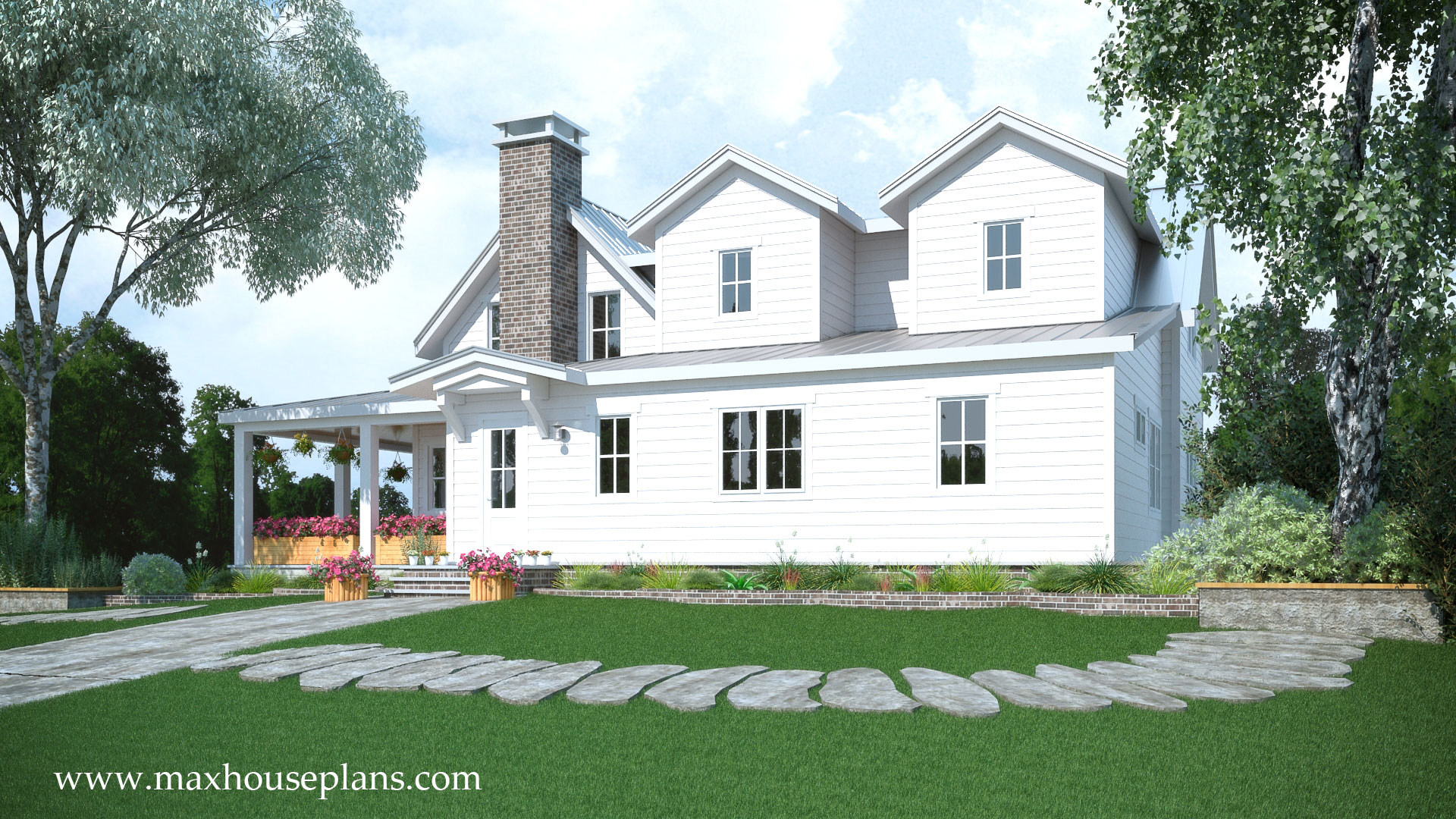  Modern  Farmhouse  Floor Plan  with Wraparound Porch Max  