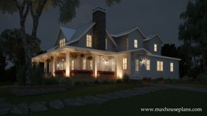 modern-farmhouse-house-plan-night-view